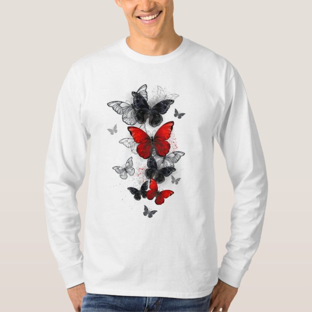Camiseta Borboletas Negras e Vermelhas (Frente)