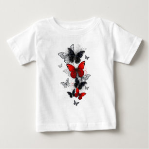 Camiseta Borboletas Negras e Vermelhas