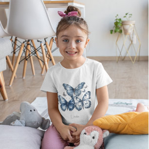Camiseta Borboletas no Azul Delft, personalizáveis