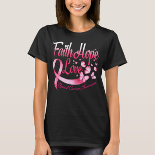 Camiseta Borboletas Rosa de Consciência do Cancer da Mama F