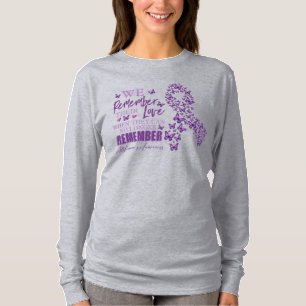 Camiseta Borboletas roxas de consciência de Alzheimer