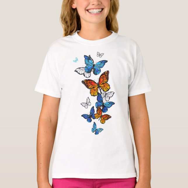 Camiseta Borboletas voadoras Morpho e Monarca (Frente)