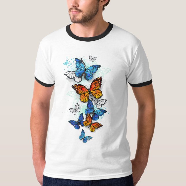 Camiseta Borboletas voadoras Morpho e Monarca (Frente)