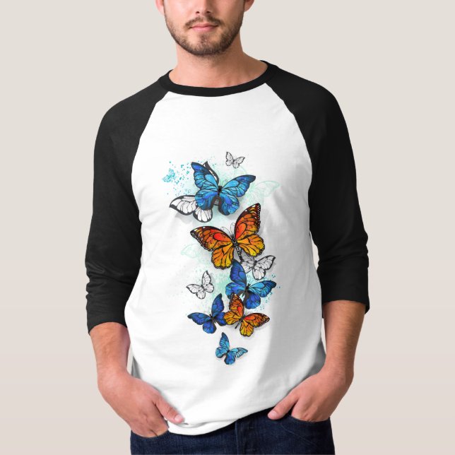 Camiseta Borboletas voadoras Morpho e Monarca (Frente)