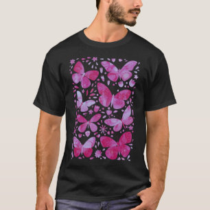 Camiseta Borboletas Watercolor T cor-de-rosa magenta
