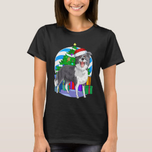 Camiseta Borda Cachorro Cachorro Cachorro Papai noel Decado