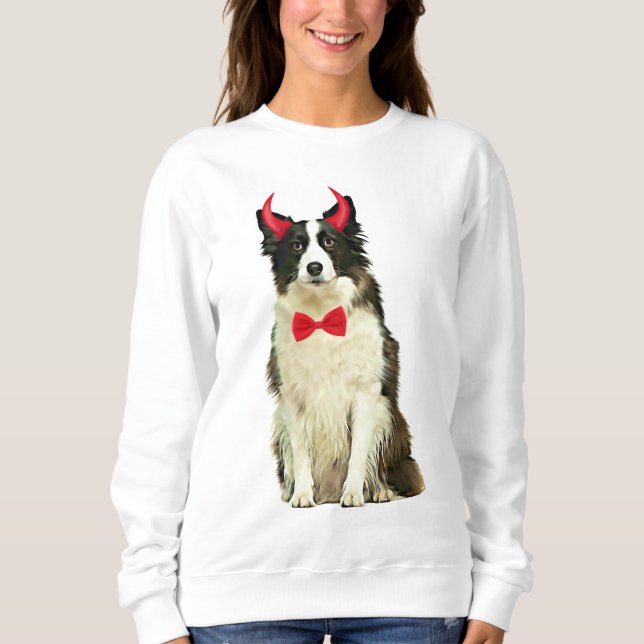 Camiseta Borda Cachorro Collie No Halloween (Frente)