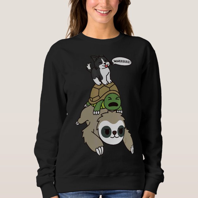 Camiseta Borda Collie Andando Sloth Tortoise Cão (Frente)