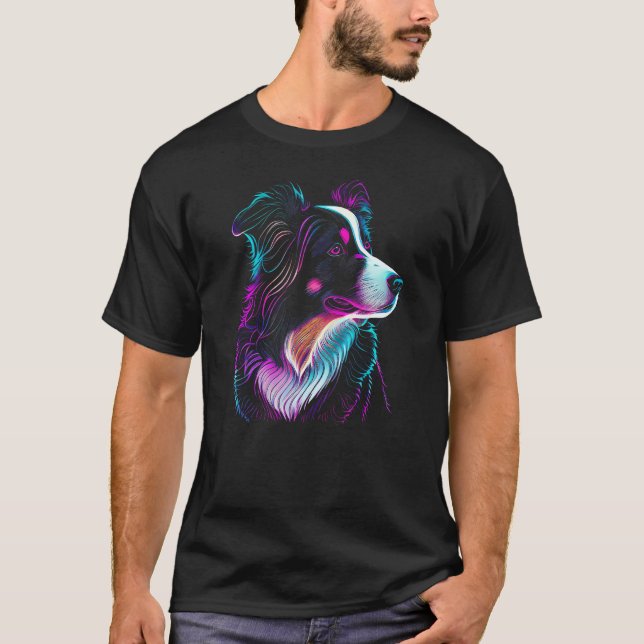Camiseta Borda Collie Art Border Collie (Frente)