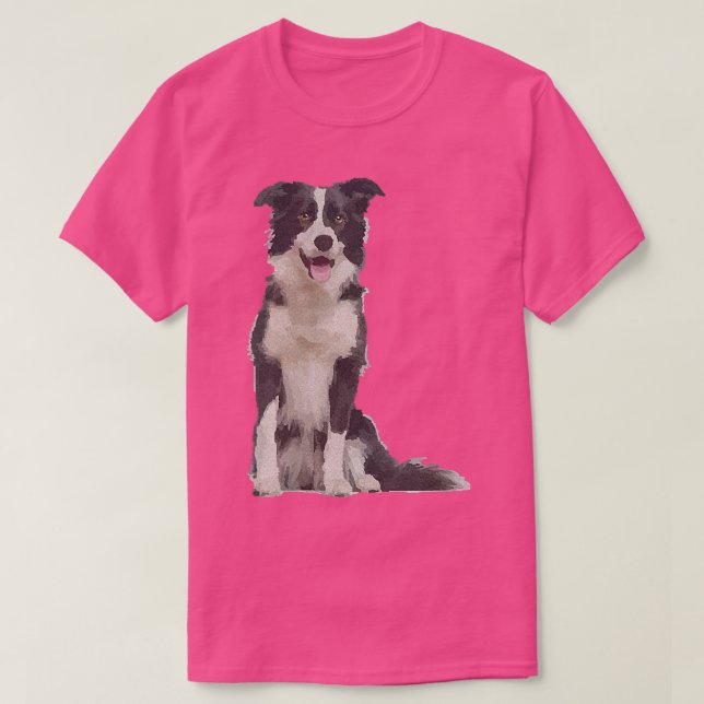 Camiseta Borda Collie Cachorro Branco Cachorro T (Frente do Design)