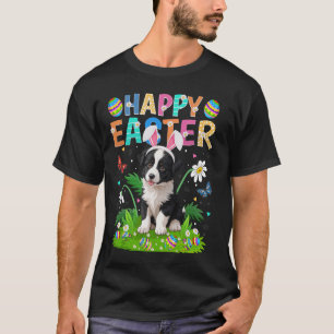 Camiseta Borda Collie Cão Felz pascoa Caça Ovo Caça Coelho