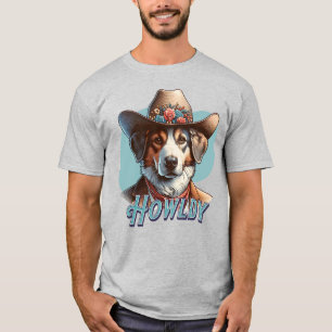 Camiseta Borda Collie Cowboy Dog Punny Howldy Dog