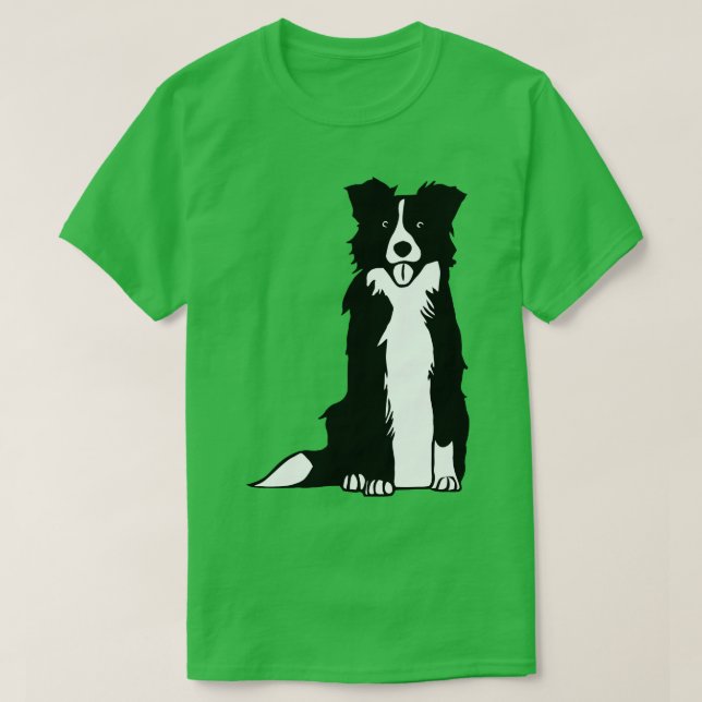 Camiseta Borda Collie Dog Sentado (Frente do Design)