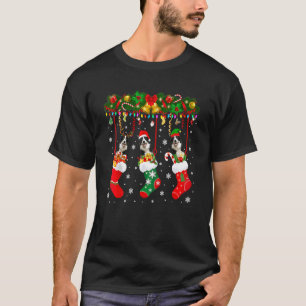 Camiseta Borda Collie Em Sock Xmas Reindeer Divertido No Na