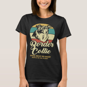 Camiseta Borda Collie Retro Cachorro Para Homens