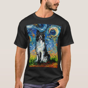 Camiseta Borda Collie Starry Night Impressionista Cão Arte