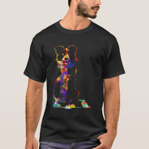 Camiseta Borda Collie Watercolor Men Mulheres