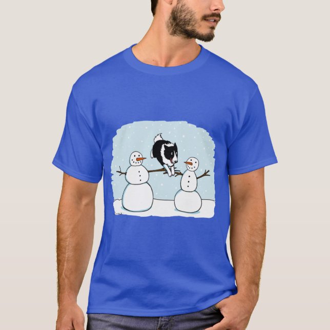 Camiseta Borda Colossia Diversão de Inverno com Bonecos de  (Frente)