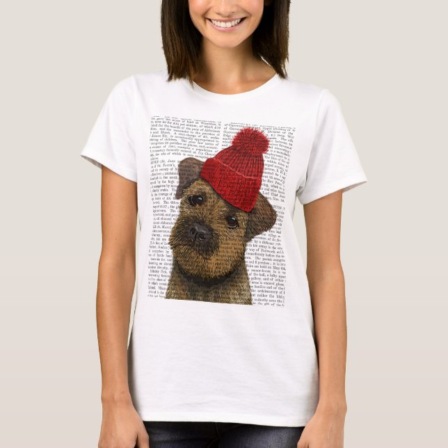 Camiseta Borda com chat vermelho de bobble 3 (Frente)