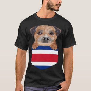 Camiseta Borda De Bandeira Da Costa Rica Cão De Terrier No