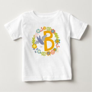 Camiseta Borda de Flores Selvagens Amarelo alfabeto - Letra