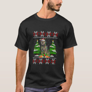 Camiseta Borda Terrier Cachorro Árvore de Natal Luzes Feias