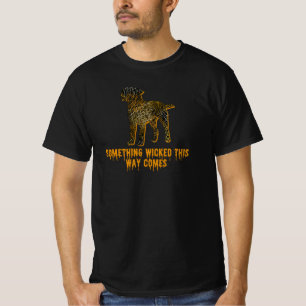 Camiseta Borda Terrier Dog Silhout Diversão Laranja Hallowe