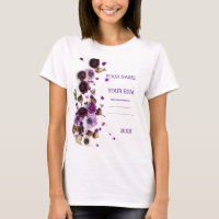 Camiseta bordada de lindas flores selvagens,Verde