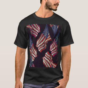 Camiseta Bordado da bandeira americana: padrão patriótico.