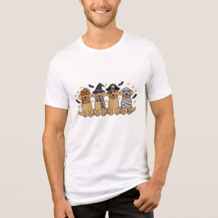 Camiseta Bordado de Halloween para ouro Retriever Quatro Cu