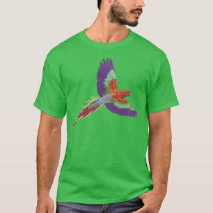 Camiseta Bordado de papagaio multicolorido
