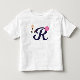 Camiseta Bordado Elegante Carta "R"