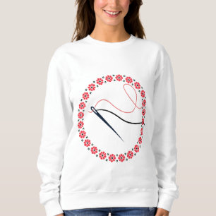 Camiseta Bordado Floral Vermelho Agulha e Linha Estética