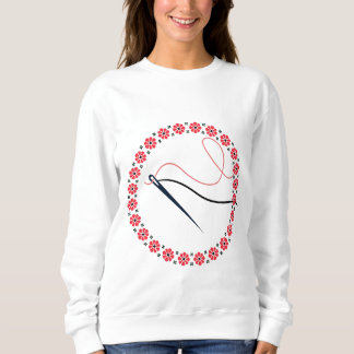 Camiseta Bordado Floral Vermelho Agulha e Linha Estética