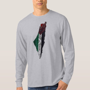 Camiseta Bordado Palestino tatreez Mapa de bandeira livre