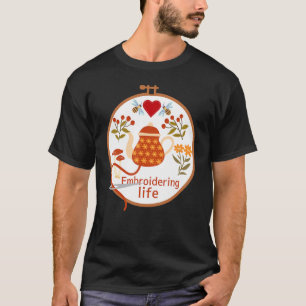 Camiseta Bordar o aro do bordado da vida