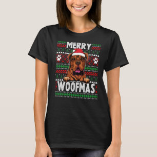 Camiseta Bordeaux Great Dane Christmas Lights Pet Xmas Paj