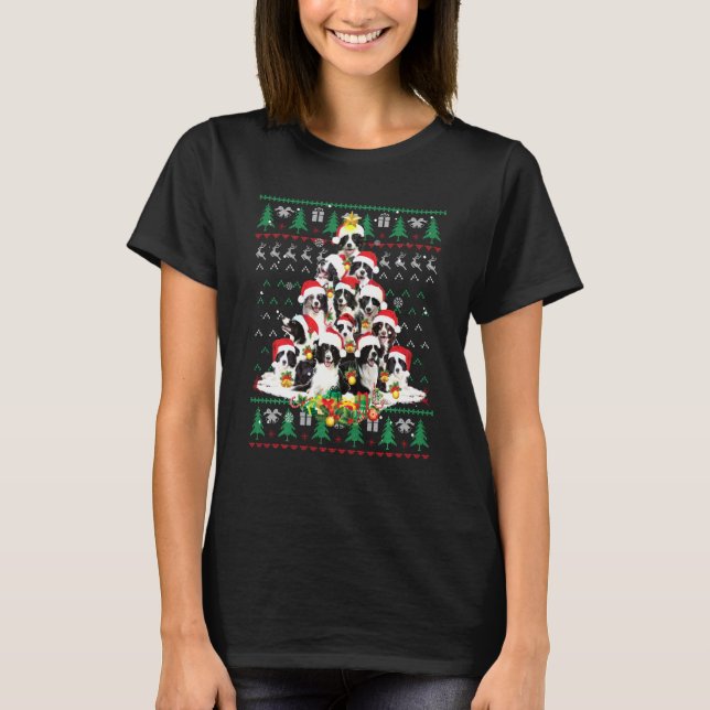 Camiseta Border Collie Christmas Dog Lover Ugly Sweater Xma (Frente)