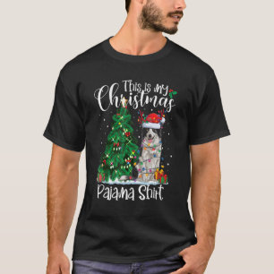 Camiseta Border Collie Christmas Lights Pajama Dog Xmas