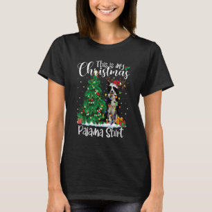 Camiseta Border Collie Christmas Lights Pajama Dog Xmas