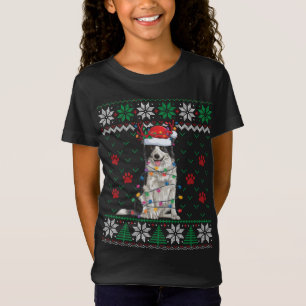 Camiseta Border Collie Christmas Lights Papais noeis Reinde