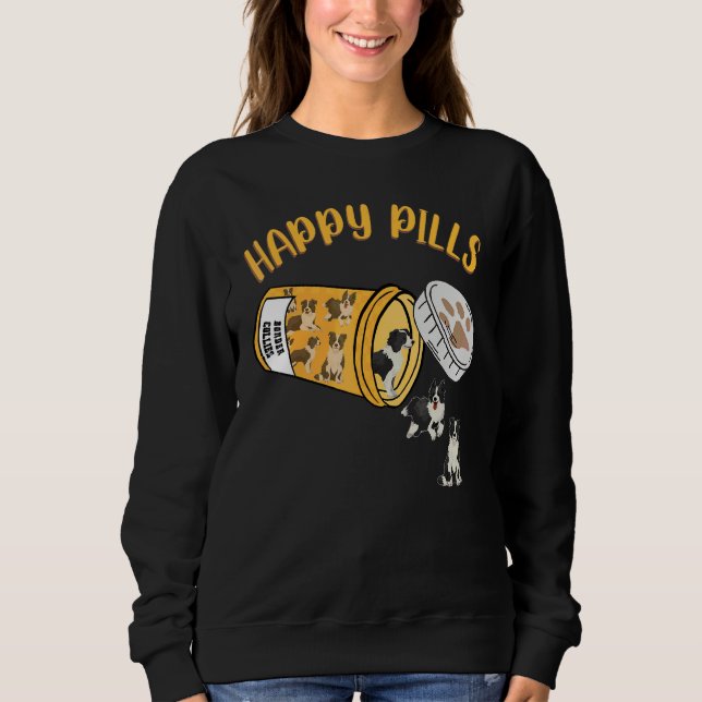 Camiseta Border Collie Comprimidos Felizes Cachorro Fofo (Frente)