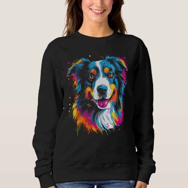 Camiseta Border Collie Dog Australian Shepherd Puppy Graffi (Frente)