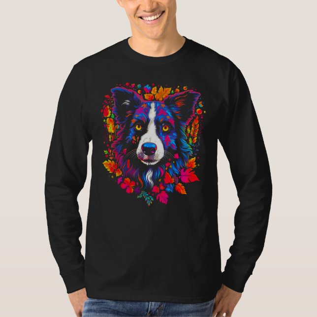Camiseta Border Collie Dog Flower (Frente)