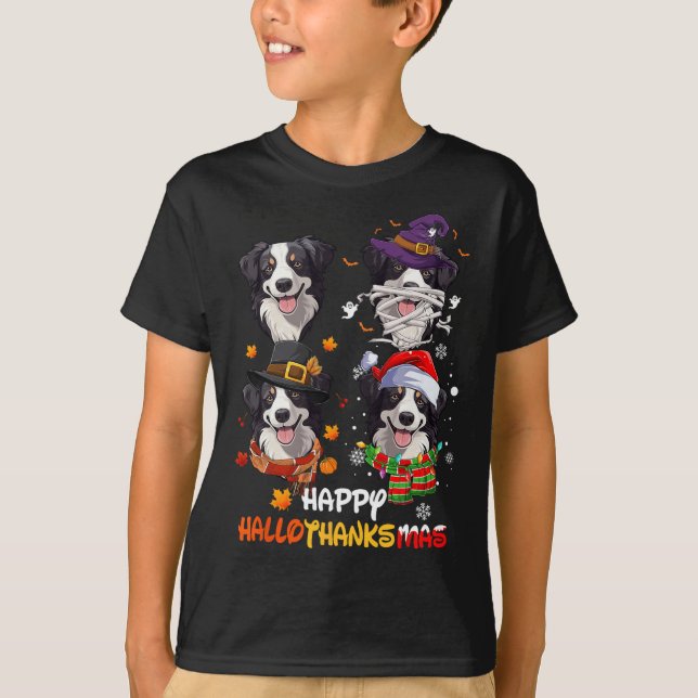 Camiseta Border Collie Dog Hallothanksmas Halloween (Frente)