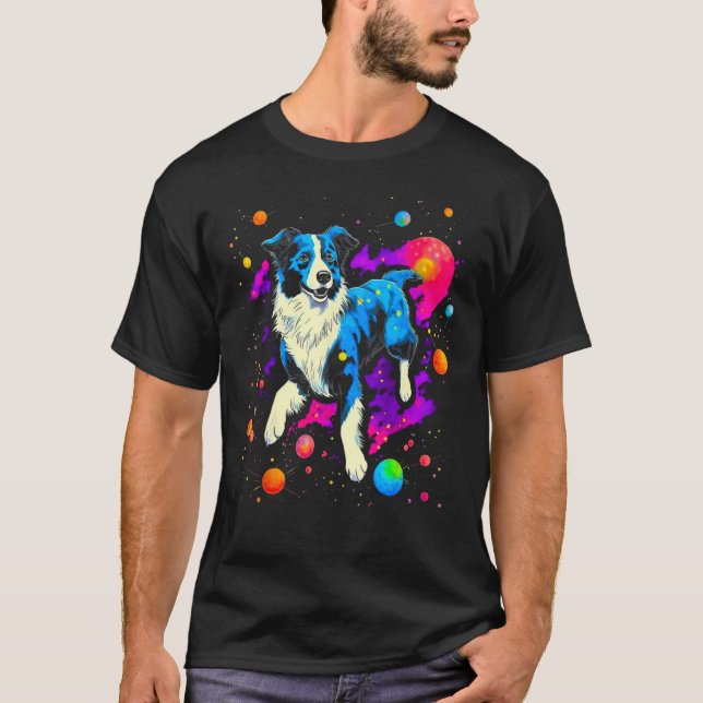 Camiseta Border Collie Dog in Space (Frente)