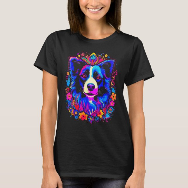 Camiseta Border Collie Dog Love Gratitude Flower (Frente)