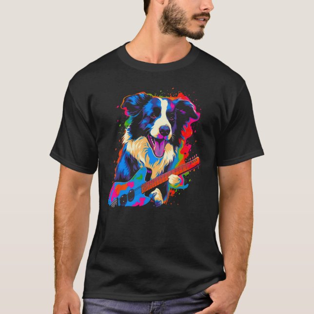 Camiseta Border Collie Dog Music (Frente)
