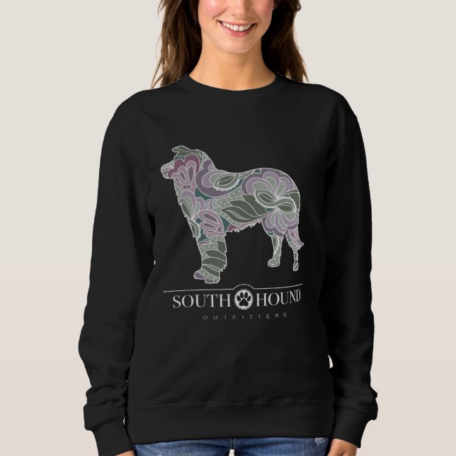 Camiseta Border Collie Dog Sage Blush Floral Pattern (Frente)