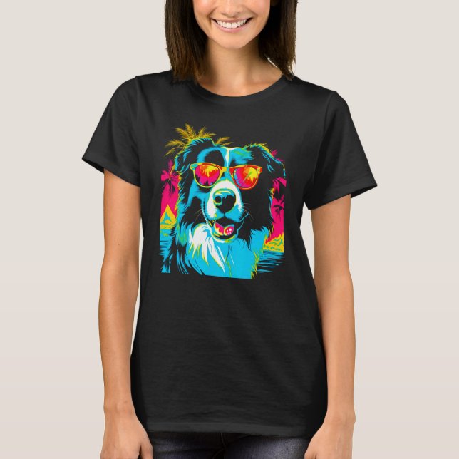 Camiseta Border Collie Dog Sunglasses (Frente)